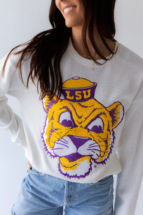 LSU Mascot Chenille Comfort Crew